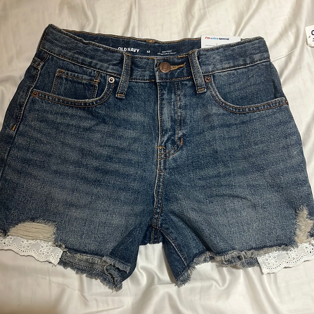 Old Navy, Blue denim shorts, size 12, adjustable waist